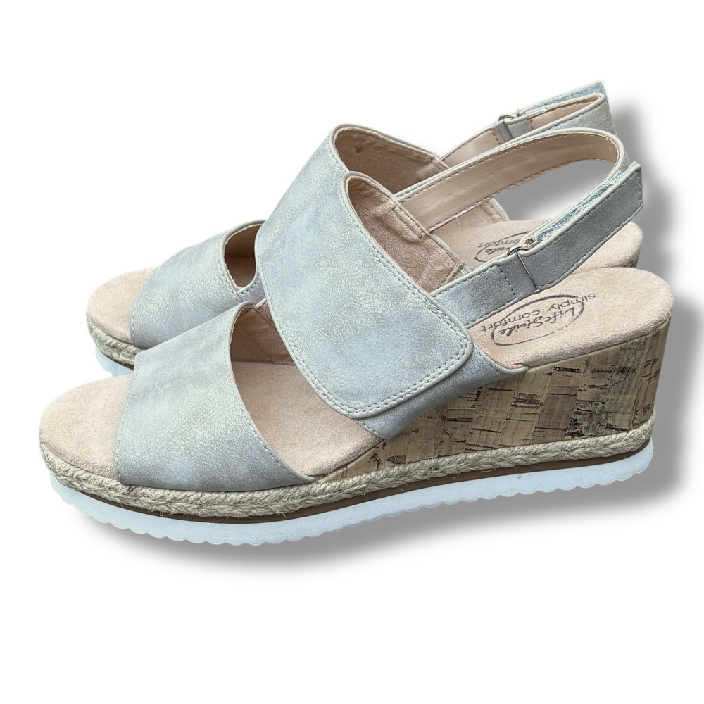 Life Stride Simply Comfort Beachy‎ Women's Wedge Sandals Size 8.5 Neutral - Picture 2 of 8
